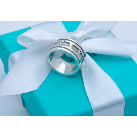 Tiffany & Co. Vintage Atlas Roman Numeral Ring Wide Band Silver Size 9.5 - Picture 4 of 6